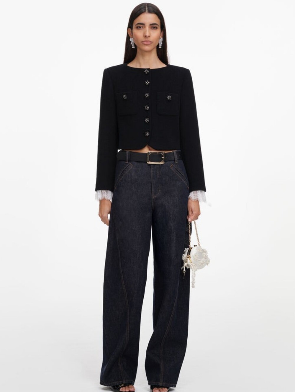 Self Portrait Black Button Down Jacket